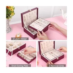 Voova Joyero organizador para mujeres y niñas 2 capas de_3