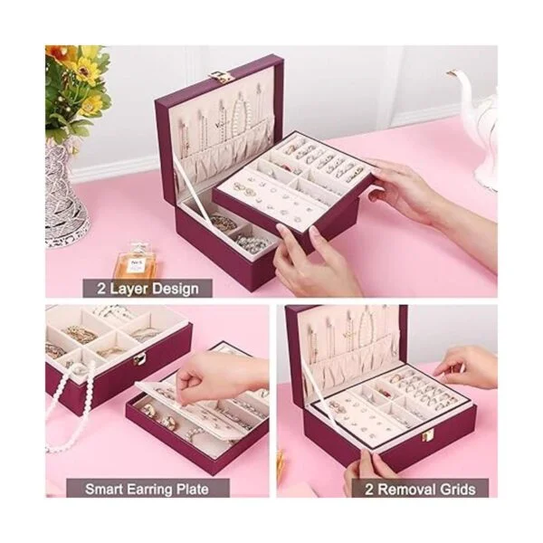 Voova Joyero organizador para mujeres y niñas 2 capas de_3