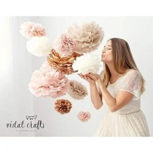 Vidal Crafts Juego de 20 pompones de papel de seda color_6