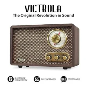 Victrola Radio Bluetooth de madera retro FMAM con esfera_3
