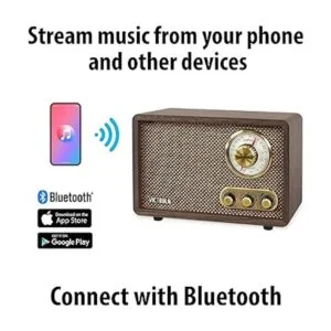 Victrola Radio Bluetooth de madera retro FMAM con esfera_2