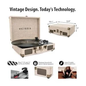 Victrola Reproductor de discos de maleta portátil_4