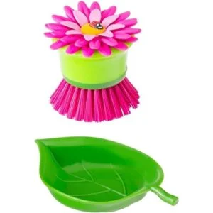 Vigar Flower Power Cepillo para platos con soporte para_3