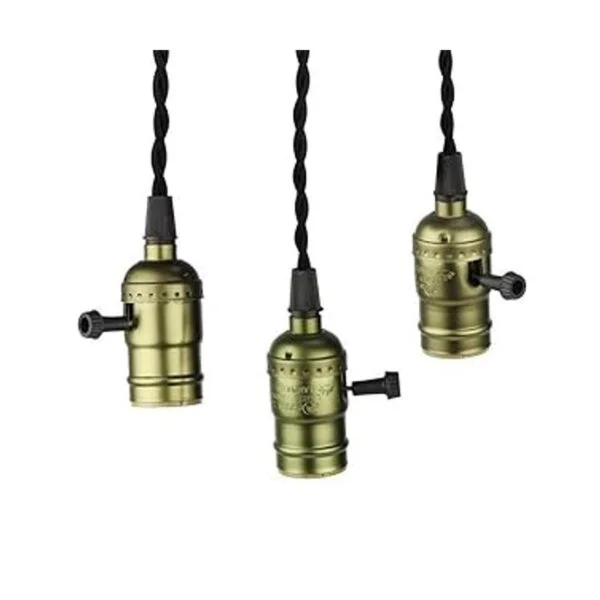Vintage Triple luz colgante colgante cable de luz_4