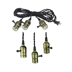 Vintage Triple luz colgante colgante cable de luz_1