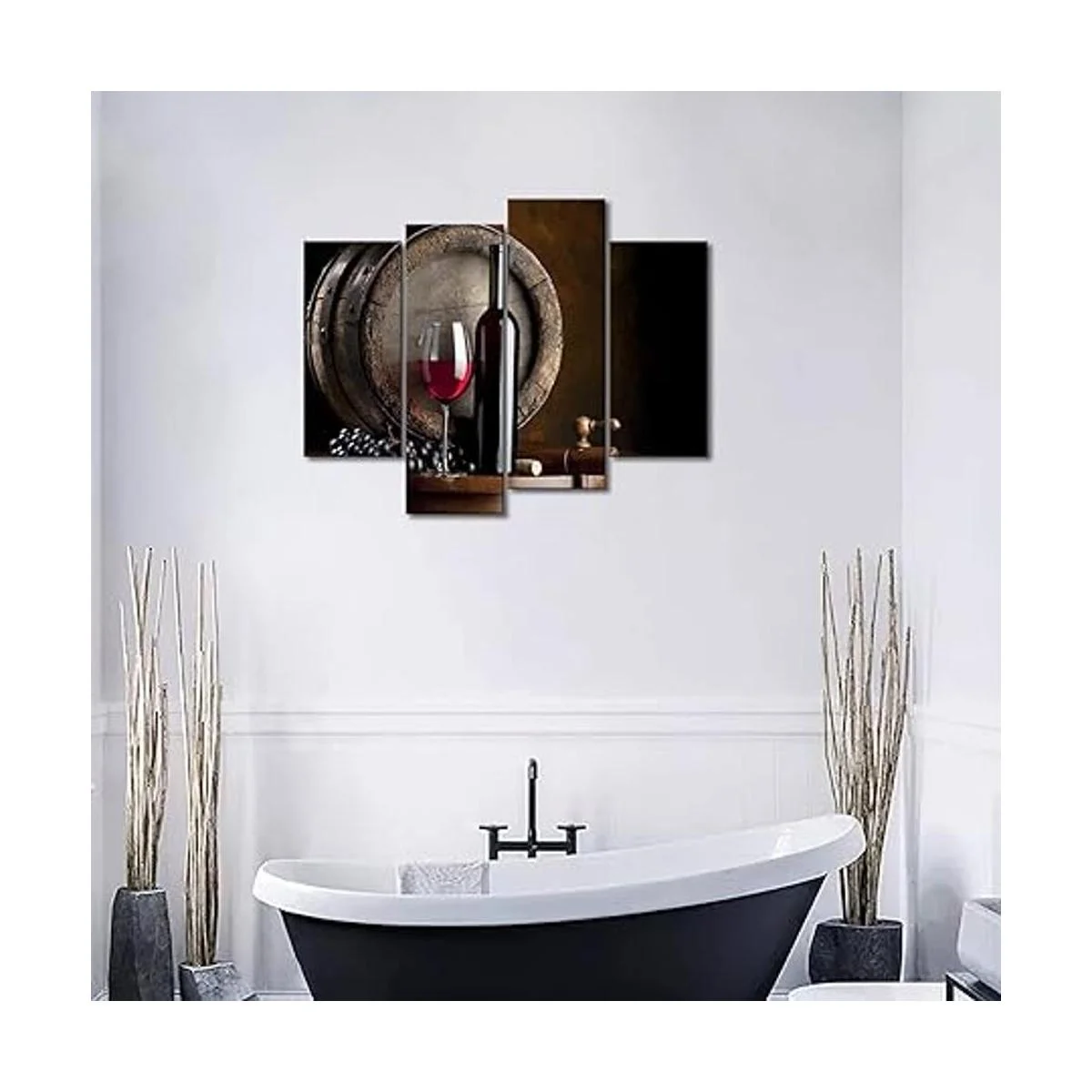 Vino y fruta con vidrio y barril pintura de arte de pared