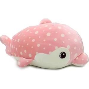 Vintoys Peluche de delfín rosa muy suave almohada grande_3