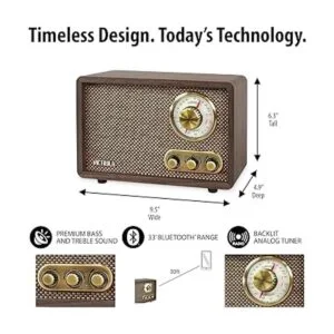 Victrola Radio Bluetooth de madera retro FMAM con esfera_4