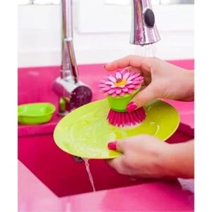 Vigar Flower Power Cepillo para platos con soporte para_4