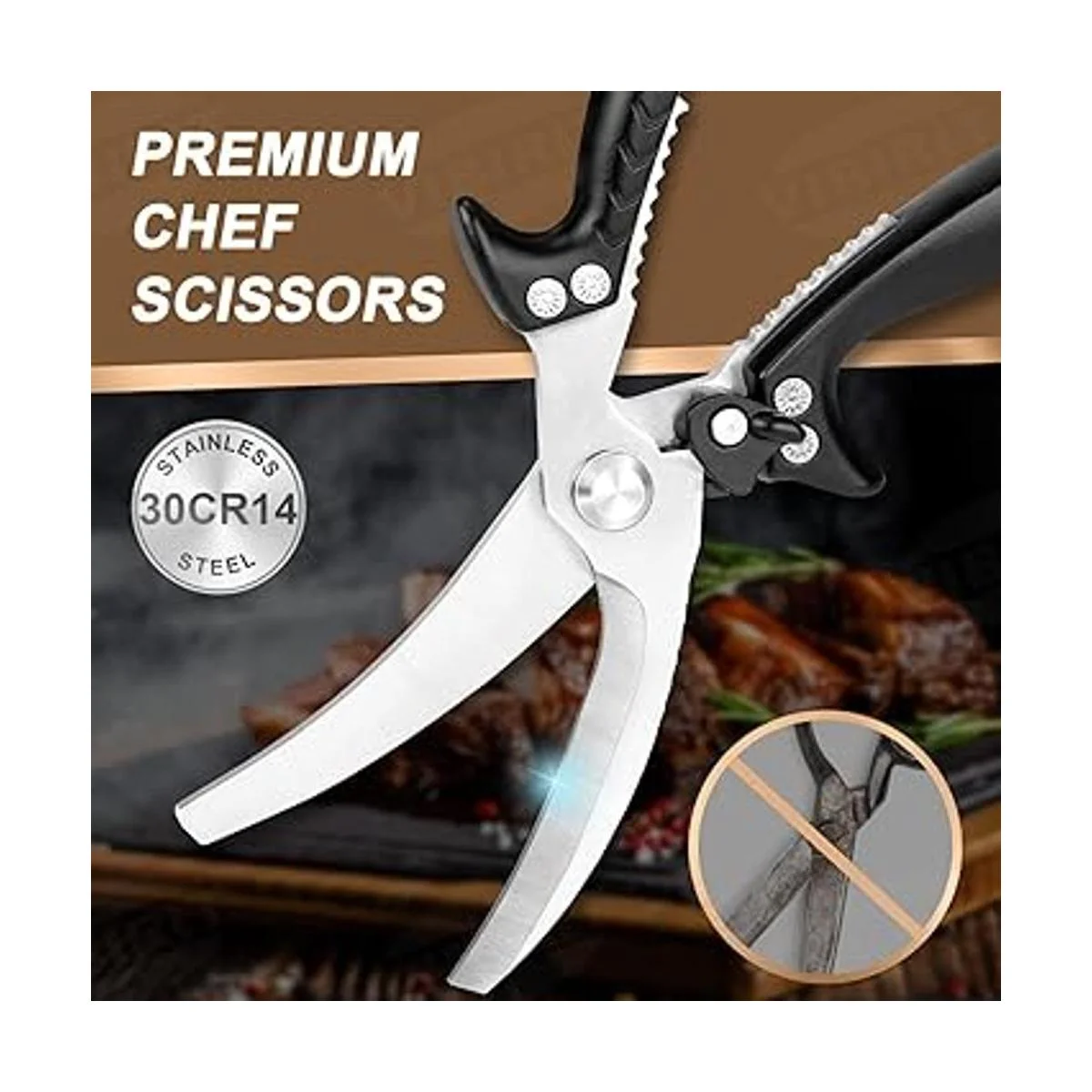 Vibirit Tijeras de cocina de 5 hojas de acero inoxidable;_3