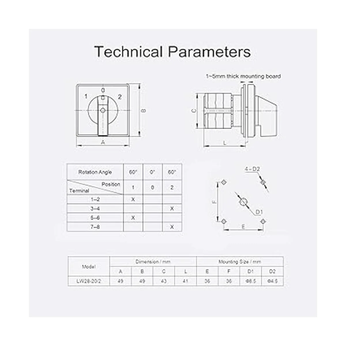 VictorsHome Interruptor de cambio LW2820 3 posiciones 8_5