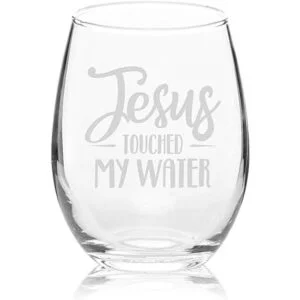 Veracco Jesús Touched My Water Copa de vino divertida_3