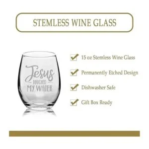 Veracco Jesús Touched My Water Copa de vino divertida_4