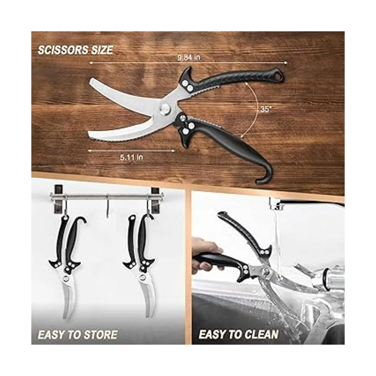 Vibirit Tijeras de cocina de 5 hojas de acero inoxidable;_4