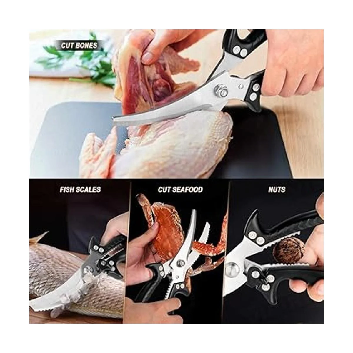 Vibirit Tijeras de cocina de 5 hojas de acero inoxidable;_6