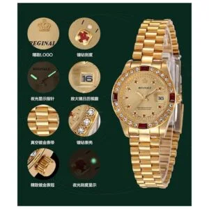 Vestido de lujo Rhinestone acero inoxidable impermeable_4