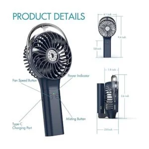 Ventilador rociador de mano portátil y recargable de 3000