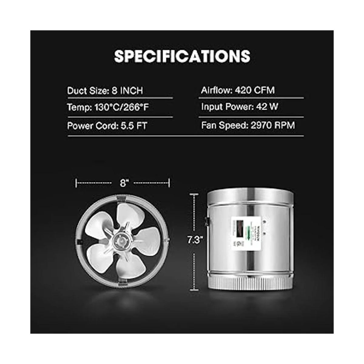 Ventilador a inyección Vivosun Inline Duct_5