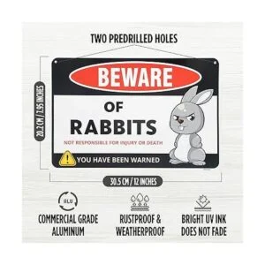 Venicor Beware of Rabbit Decoración de letrero de 8 x 12