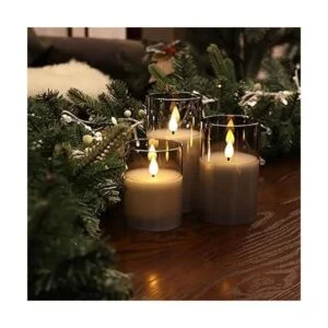 Velas LED sin llama de cristal gris con temporizador de 6_4