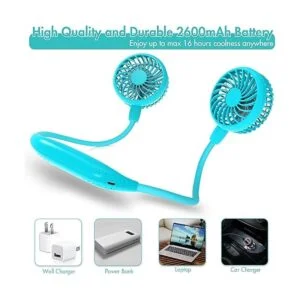 Ventilador de cuello portátil 2600 mAh funciona con