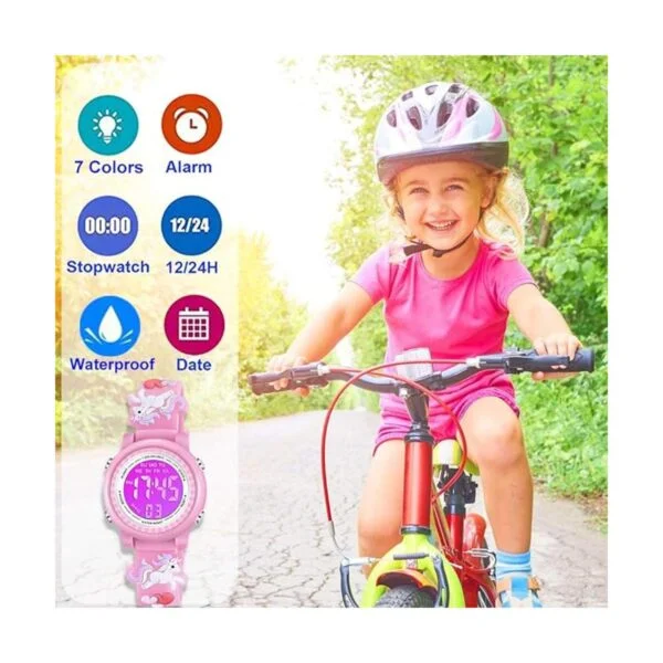 Venhoo Kids Watches 3D Cartoon Waterproof 7 Color Lights_2