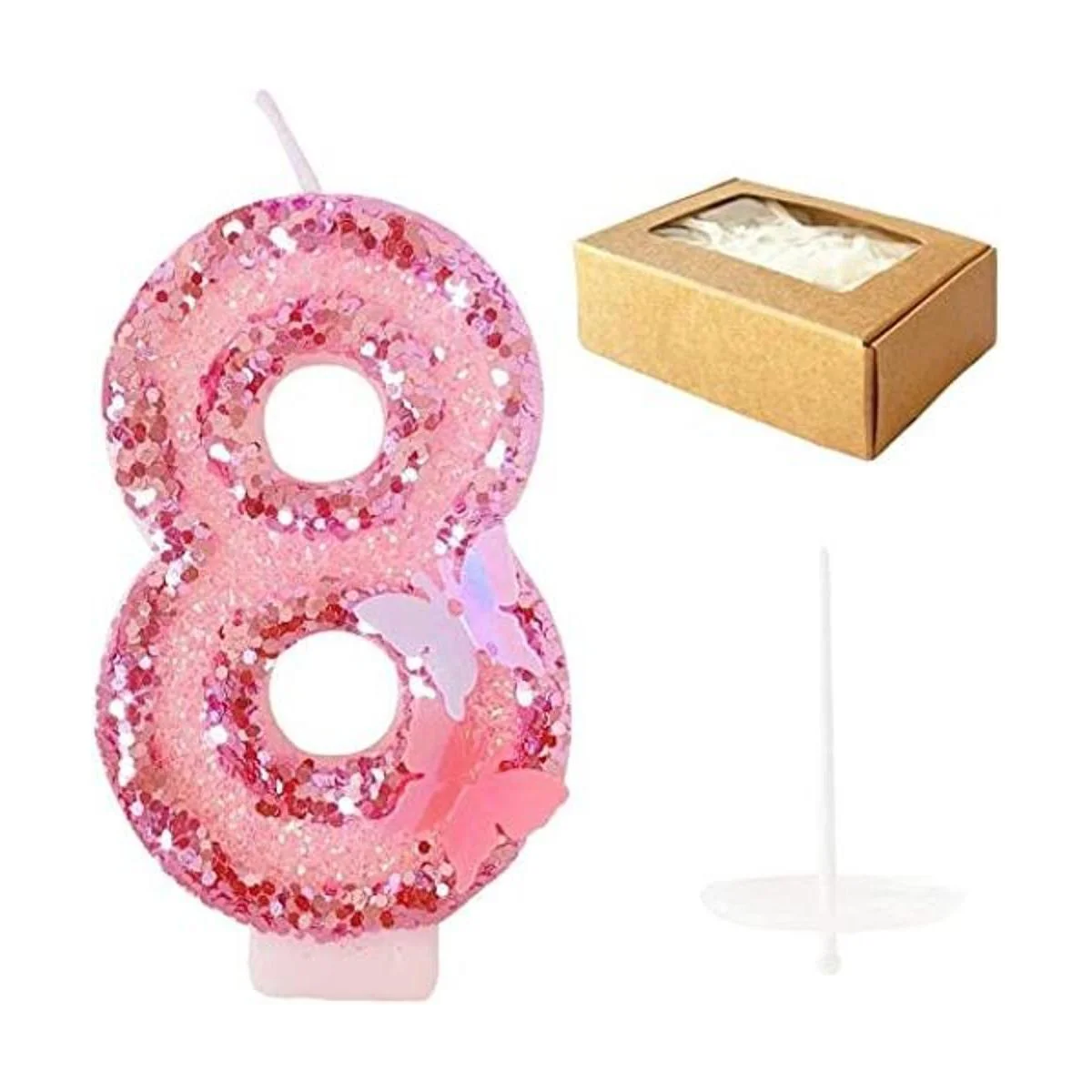 Velas de cumpleaños número 8 velas de pastel de feliz_1