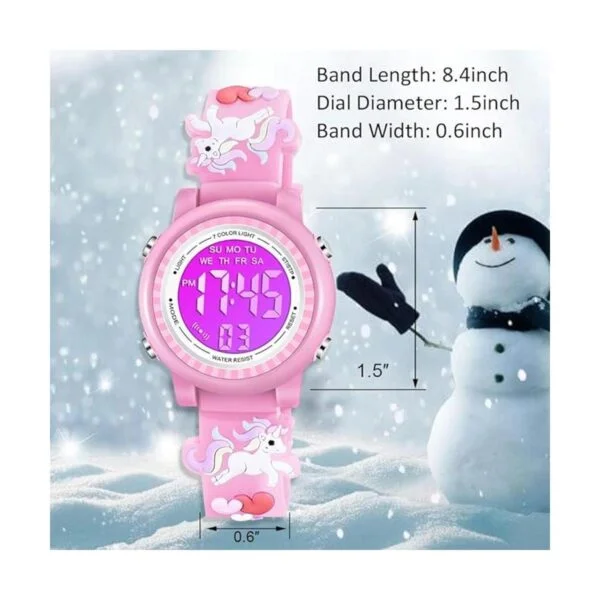 Venhoo Kids Watches 3D Cartoon Waterproof 7 Color Lights_5