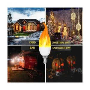 Venforze Paquete de 8 bombillas de llama E12 3 modos de_2