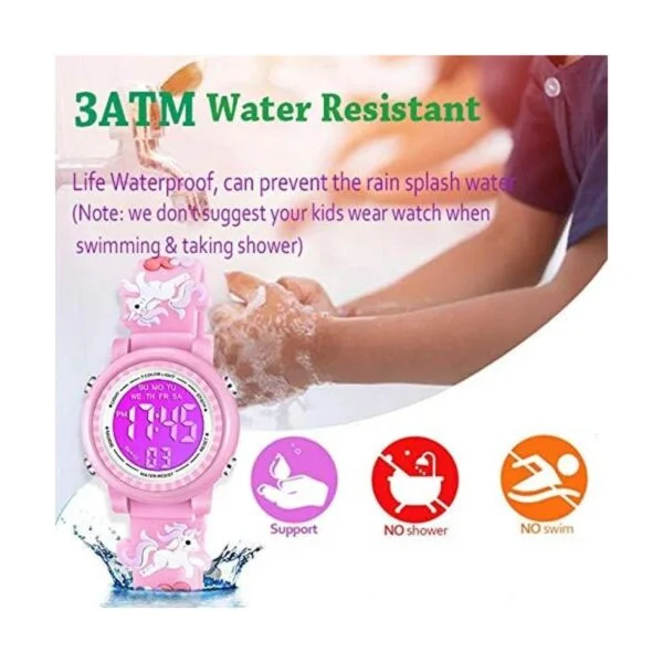 Venhoo Kids Watches 3D Cartoon Waterproof 7 Color Lights_4