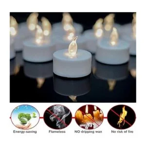 Velas de té LED 100 horas paquete de luz blanca cálida o_2