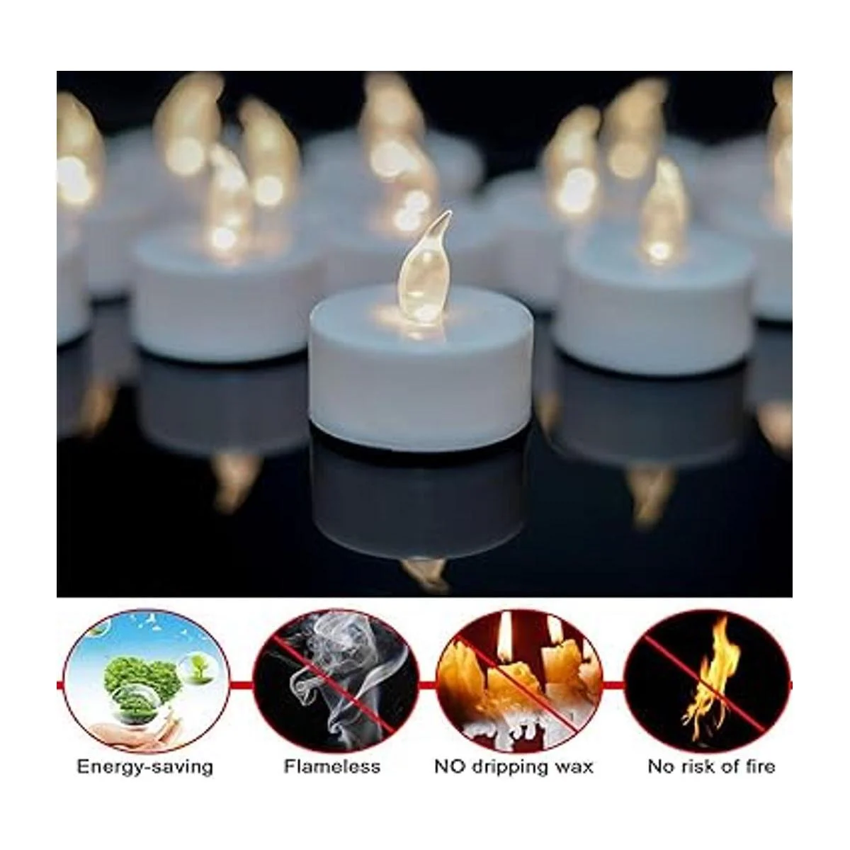 Velas de té LED 100 horas paquete de luz blanca cálida o_2