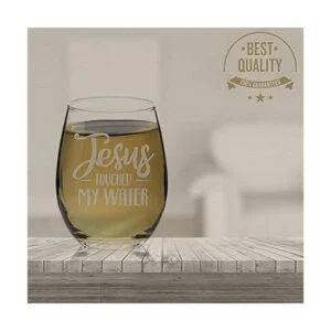 Veracco Jesús Touched My Water Copa de vino divertida_6