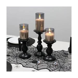 Velas LED sin llama de cristal gris con temporizador de 6_3