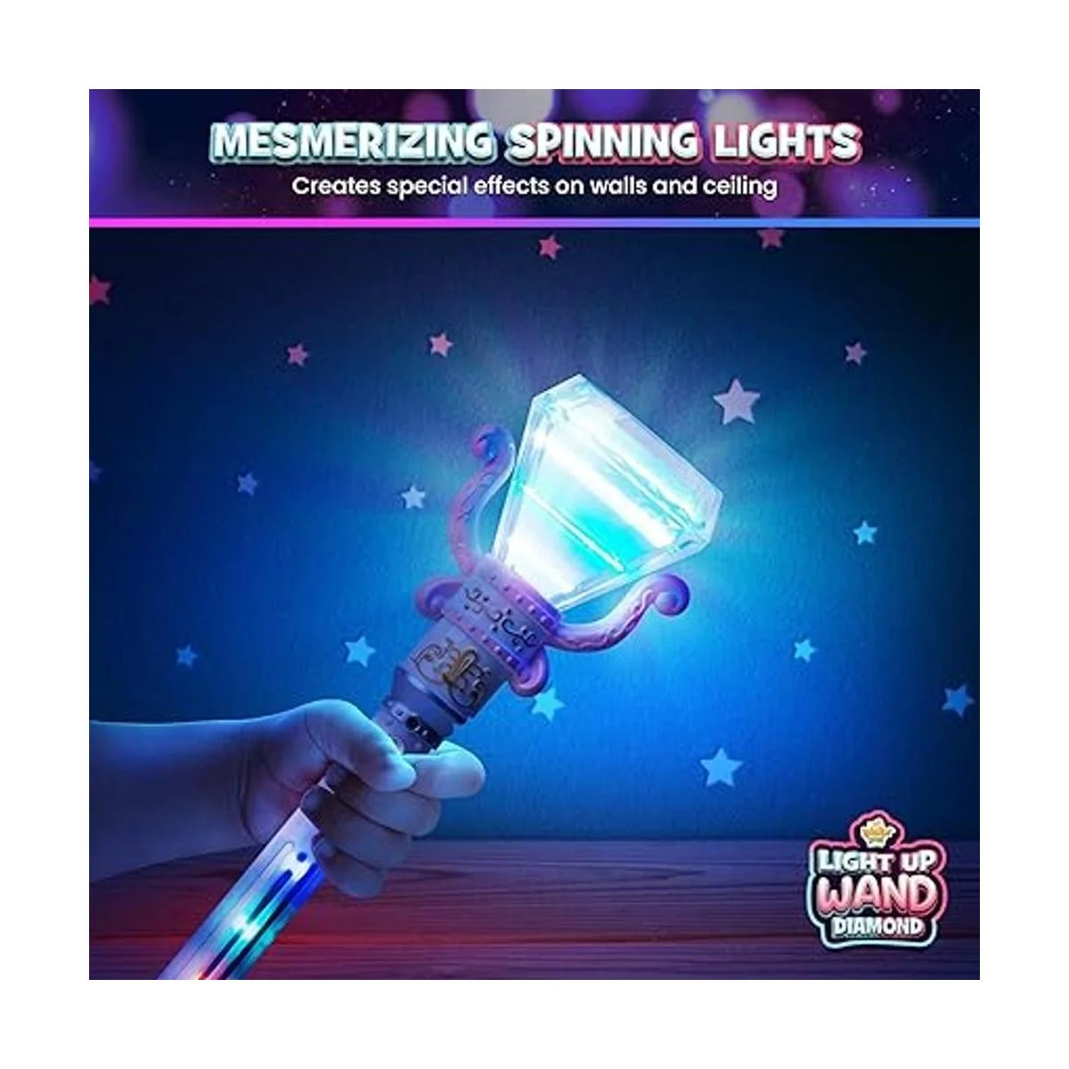 Varita de diamante giratoria con luz para niños en caja de_6
