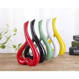 VanEnjoy 10 inches Heart Shaped Yellow Ceramic Vase