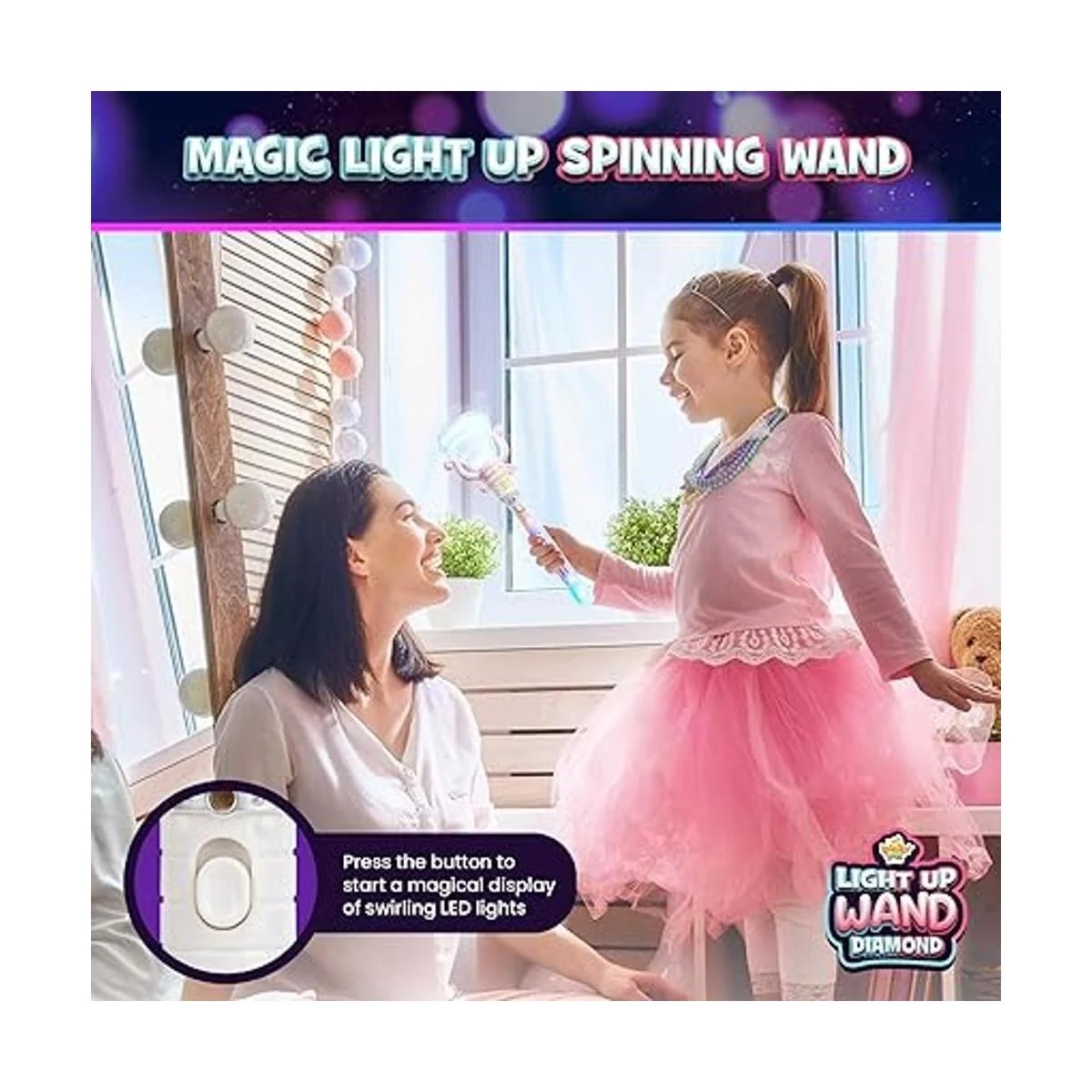 Varita de diamante giratoria con luz para niños en caja de_3