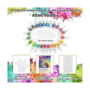 Vanstek Kit de teñido anudado 24 colores teñido de tela