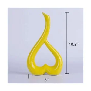 VanEnjoy 10 inches Heart Shaped Yellow Ceramic Vase