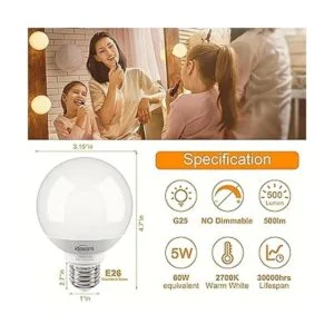 Vanity Light Bulbs 60 Watt Equivalent G25 Globe LED Bulbs_2