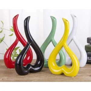 VanEnjoy 10 inches Heart Shaped Yellow Ceramic Vase