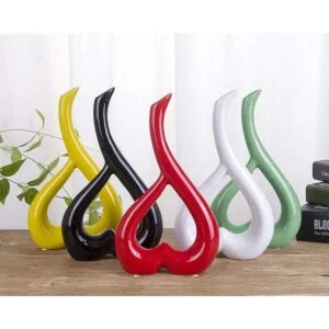 VanEnjoy 10 inches Heart Shaped Yellow Ceramic Vase