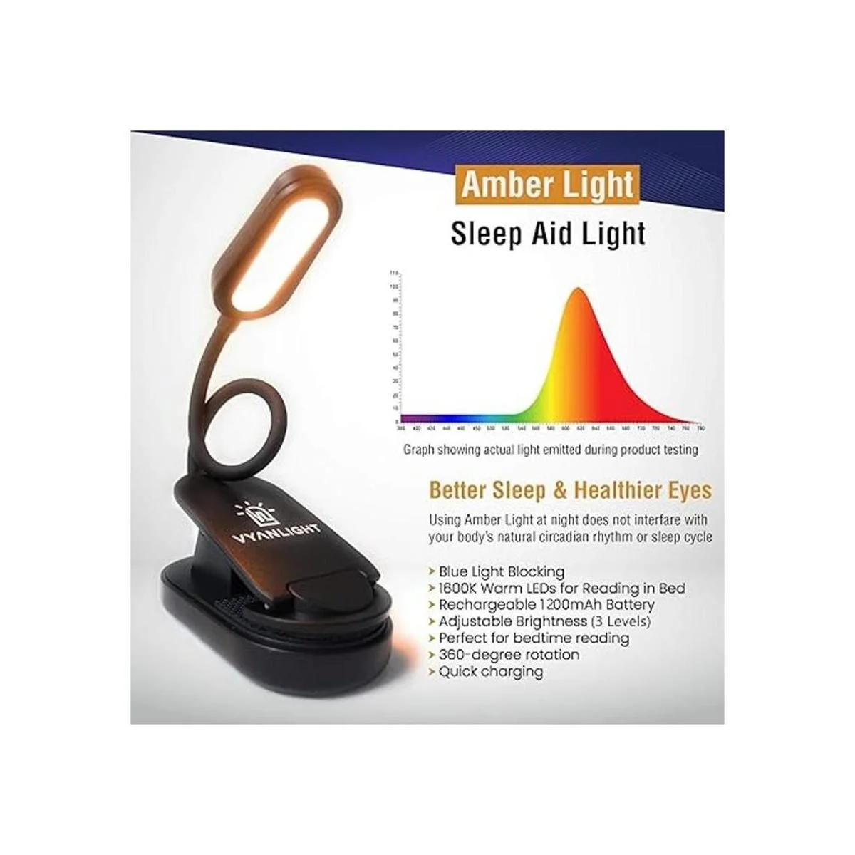 VYANLIGHT Luz de libro recargable con clip para leer en la_2