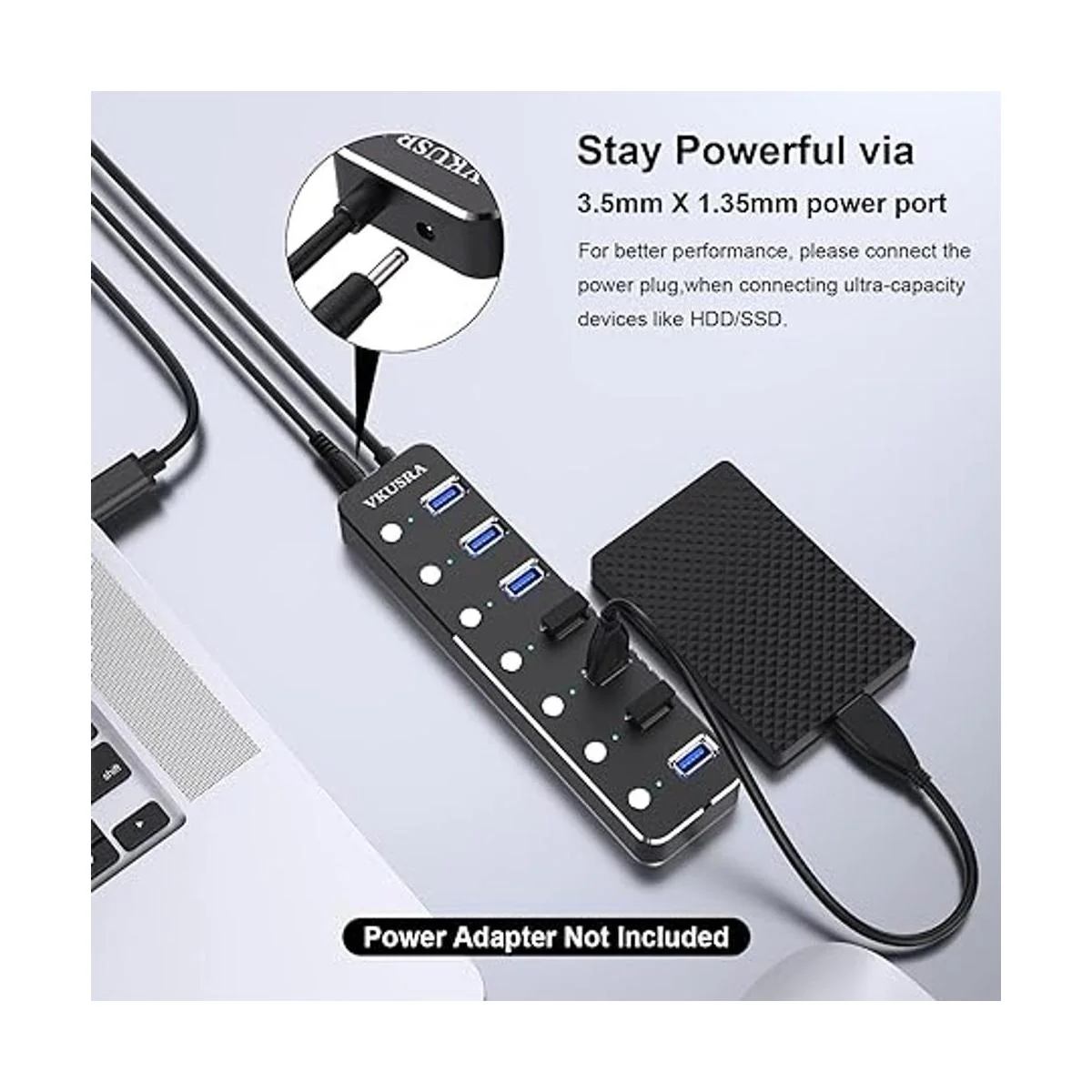 VKUSRA Hub USB 3.0 de 7 puertos con cable USB de 4 pies_5