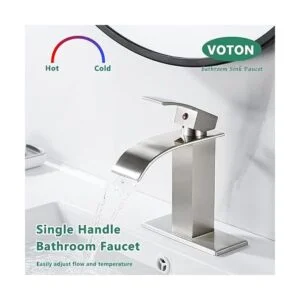 VOTON Grifo de baño cromado en cascada de un solo