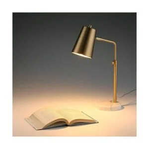 VONLUCE Lámpara de escritorio dorada con bombilla LED_3