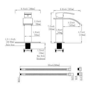 VOTON Grifo de baño cromado en cascada de un solo