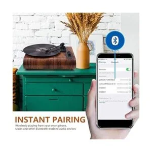 VOKSUN Tocadiscos vintage de 3 velocidades reproductor_2