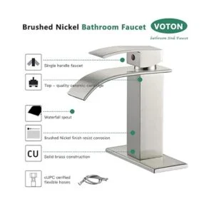 VOTON Grifo de baño cromado en cascada de un solo