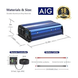 VOLTWORKS Inversor de corriente de 1100 vatios CC 12 V a_2